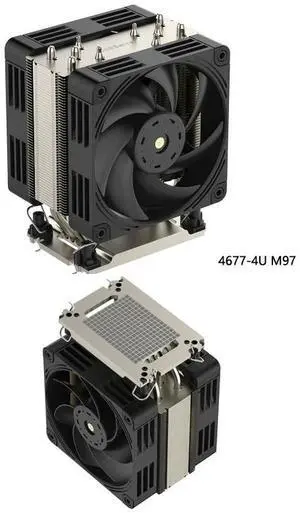 4677-4UM97 350W Tower/4U CPU Cooler, 5 Heat Pipes, Copper Base, 120mm PWM Silent Fan, 155mm Height for Intel LGA4677 Xeon Scalable 4677-4UM97 350W Tower/4U CPU Cooler, 5 Heat Pipes, Copper Base, 120mm PWM Silent Fan, 155mm Height for Intel LGA4677 Xeon Scalable