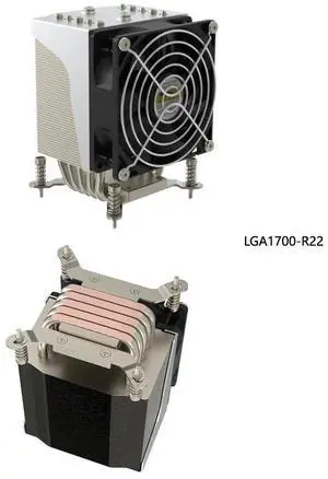 LGA1700-R22 150W 4U CPU Cooler, 5 Heat Pipes, 90mm PWM Fan, 61CFM Airflow, 124.8mm Height for Intel LGA1700/1851 LGA1700-R22 150W 4U CPU Cooler, 5 Heat Pipes, 90mm PWM Fan, 61CFM Airflow, 124.8mm Height for Intel LGA1700/1851