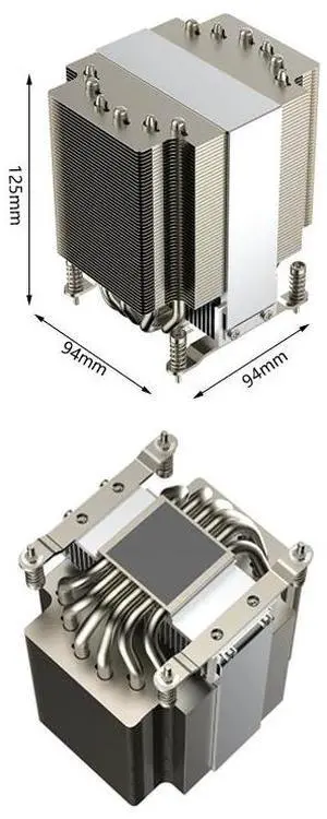 LGA1700-4U R28 280W 4U CPU Cooler, 6 Heat Pipes, Copper Base, 95CFM Airflow, 125mm Height for Intel LGA1700/1851 LGA1700-4U R28 280W 4U CPU Cooler, 6 Heat Pipes, Copper Base, 95CFM Airflow, 125mm Height for Intel LGA1700/1851