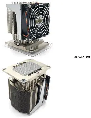 LGA3647 R91 260W 4U CPU Cooler, 5 Heat Pipes, 90mm PWM Fan, 61CFM Airflow, 125.5mm Height for Intel LGA3647 Rectangular LGA3647 R91 260W 4U CPU Cooler, 5 Heat Pipes, 90mm PWM Fan, 61CFM Airflow, 125.5mm Height for Intel LGA3647 Rectangular