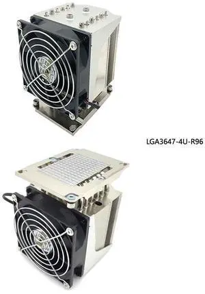 LGA3647-4U-R96 260W 4U CPU Cooler, 6 Heat Pipes, Copper Base, 90mm PWM Fan, 61CFM Airflow, 125.5mm Height for Intel LGA3647 Rectangular LGA3647-4U-R96 260W 4U CPU Cooler, 6 Heat Pipes, Copper Base, 90mm PWM Fan, 61CFM Airflow, 125.5mm Height for Intel LGA3647 Rectangular