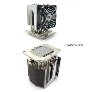 LGA3647-4U-R91 240W 4U CPU Cooler, 5 Heat Pipes, Copper Base, 90mm PWM Fan, 61CFM Airflow, 125.5mm Height for Intel LGA3647 Rectangular LGA3647-4U-R91 240W 4U CPU Cooler, 5 Heat Pipes, Copper Base, 90mm PWM Fan, 61CFM Airflow, 125.5mm Height for Intel LGA3647 Rectangular