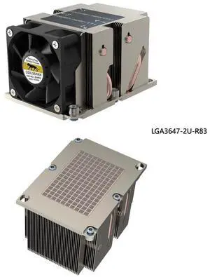 LGA3647-2U-R83 225W 2U Server CPU Cooler, 4 Heat Pipes, Copper Base, 8000RPM PWM Fan, 47CFM Airflow, 64.5mm Height for Intel LGA3647 Rectangular LGA3647-2U-R83 225W 2U Server CPU Cooler, 4 Heat Pipes, Copper Base, 8000RPM PWM Fan, 47CFM Airflow, 64.5mm Height for Intel LGA3647 Rectangular