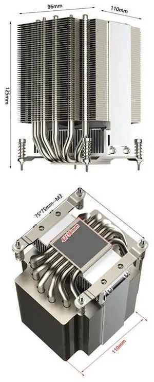 R28 115X 240W 4U/Workstation CPU Cooler, 6 Heat Pipes, Copper Base, 90mm High-Performance PWM Fan, 95CFM Airflow, 14.1mmHO Static Pressure, 125mm Height for Intel LGA1200/115X (LGA1150/1151/1155/1156 R28 115X 240W 4U/Workstation CPU Cooler, 6 Heat Pipes, Copper Base, 90mm High-Performance PWM Fan, 95CFM Airflow, 14.1mmHO Static Pressure, 125mm Height for Intel LGA1200/115X (LGA1150/1151/1155/1156