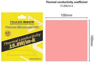 Thermal Pad 15.8 W/mK, 100x100x0.5mm, Non Conductive Heat Resistance High Temperature Resistance, Silicone Thermal Pads for PC Laptop PS4/PS5/CPU/GPU/Computer Thermal Pad 15.8 W/mK, 100x100x0.5mm, Non Conductive Heat Resistance High Temperature Resistance, Silicone Thermal Pads for PC Laptop PS4/PS5/CPU/GPU/Computer