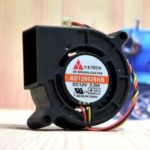 BD126025HB Turbo Blower Fan, DC 12V 0.3A, 6025 Size (60×60×25mm), Dual Ball Bearing, 7500RPM BD126025HB Turbo Blower Fan, DC 12V 0.3A, 6025 Size (60×60×25mm), Dual Ball Bearing, 7500RPM