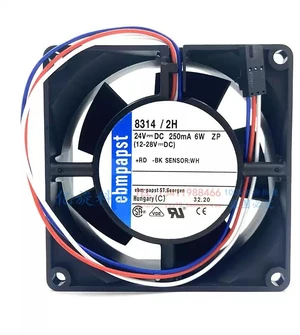 8314/2H Axial Cooling Fan 24V DC, 80×80×32mm, 6W, Ball Bearing, 3-Wire with Speed Signal, for Lenze Inverter/Cabinet/Industrial Equipment Cooling 8314/2H Axial Cooling Fan 24V DC, 80×80×32mm, 6W, Ball Bearing, 3-Wire with Speed Signal, for Lenze Inverter/Cabinet/Industrial Equipment Cooling