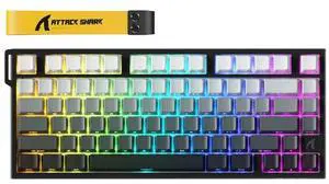 ATTACK SHARK R82HE 75% Wired Hall Effect Gaming Keyboard, 8K Polling, 0.005mm Rapid Trigger, 0.08ms Latency, Adjustable Actuation, 80-Key Magnetic Switch Keyboard, RGB, NKRO Black Gradient ATTACK SHARK R82HE 75% Wired Hall Effect Gaming Keyboard, 8K Polling, 0.005mm Rapid Trigger, 0.08ms Latency, Adjustable Actuation, 80-Key Magnetic Switch Keyboard, RGB, NKRO Black Gradient
