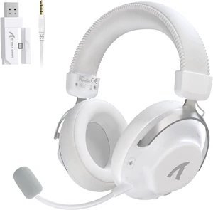 ATTACK SHARK L50 Pro Gaming Headset, Wireless Headphones with 53mm Bio-Cellulose Drivers, 7.1 Surround Sound, 2.4GHz Low-Latency, Bluetooth & 3.5mm Wired, AI Noise-Canceling Mic, 1100mAh Battery White ATTACK SHARK L50 Pro Gaming Headset, Wireless Headphones with 53mm Bio-Cellulose Drivers, 7.1 Surround Sound, 2.4GHz Low-Latency, Bluetooth & 3.5mm Wired, AI Noise-Canceling Mic, 1100mAh Battery White