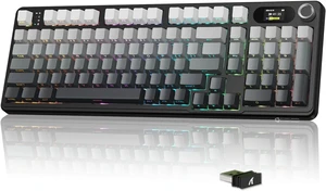 ATTACK SHARK X98 Pro Mechanical Gaming Keyboard, 80% Layout, 1.5" LED Screen & CNC Knob, Tri-Mode BT 5.0/2.4GHz/USB-C, Hot-Swappable Cream Switches, PBT Keycaps, RGB Backlit, Programmable ATTACK SHARK X98 Pro Mechanical Gaming Keyboard, 80% Layout, 1.5" LED Screen & CNC Knob, Tri-Mode BT 5.0/2.4GHz/USB-C, Hot-Swappable Cream Switches, PBT Keycaps, RGB Backlit, Programmable