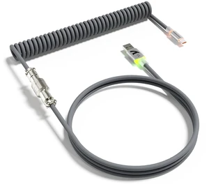 ATTACK SHARK C01ULTRA Coiled USB-C Cable, Transparent Double TPU Sleeve, RGB Metal Aviator Connector, Type-C to USB-A for Mechanical Keyboard, Gaming & Devices White Gray ATTACK SHARK C01ULTRA Coiled USB-C Cable, Transparent Double TPU Sleeve, RGB Metal Aviator Connector, Type-C to USB-A for Mechanical Keyboard, Gaming & Devices White Gray