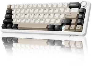 ATTACK SHARK X66 60% Mechanical Gaming Keyboard, 66 Keys Gasket Mount, Tri-Mode Wireless, Hot-Swappable, RGB Backlit, PBT Keycaps, 3000mAh Battery, Volume Knob, Win/Mac Cheese White ATTACK SHARK X66 60% Mechanical Gaming Keyboard, 66 Keys Gasket Mount, Tri-Mode Wireless, Hot-Swappable, RGB Backlit, PBT Keycaps, 3000mAh Battery, Volume Knob, Win/Mac Cheese White