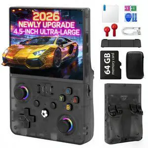 2026 NEW Upgrade R36MAX Retro Handheld Game Console - 4.5 Inch Ultra-Large Screen, Support 18000+Classic Games, 64G TF Card, Linux System, 4000mAh Battery, Birthday Gift for Adult - Black 2026 NEW Upgrade R36MAX Retro Handheld Game Console - 4.5 Inch Ultra-Large Screen, Support 18000+Classic Games, 64G TF Card, Linux System, 4000mAh Battery, Birthday Gift for Adult - Black