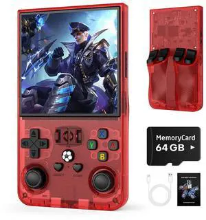 R36MAX Retro Handheld Game Console, 64GB Retro Gaming Console with 4.0 Inch Screen, Portable Video Game Consoles with 4000mAh Battery and Multiple Emulators, Open Linux System (Transparent Red) R36MAX Retro Handheld Game Console, 64GB Retro Gaming Console with 4.0 Inch Screen, Portable Video Game Consoles with 4000mAh Battery and Multiple Emulators, Open Linux System (Transparent Red)