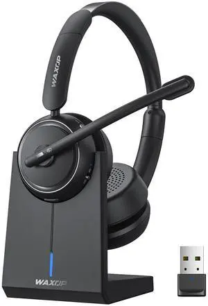 Wireless Headset with Mic for Work, Bluetooth Headset with Noise Cancelling Mic & Mute Button, Wireless Headsets with Mic for Remote Workers/Office Professionals/Call Center/PC/Laptop Wireless Headset with Mic for Work, Bluetooth Headset with Noise Cancelling Mic & Mute Button, Wireless Headsets with Mic for Remote Workers/Office Professionals/Call Center/PC/Laptop