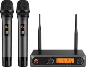 Wireless Microphones, Dual UHF Wireless Microphone System with Professional Metal Handheld Dynamic Mics, 200ft Range for Karaoke, Singing, DJ, Church, Wedding & Party, Home KTV Set Wireless Microphones, Dual UHF Wireless Microphone System with Professional Metal Handheld Dynamic Mics, 200ft Range for Karaoke, Singing, DJ, Church, Wedding & Party, Home KTV Set