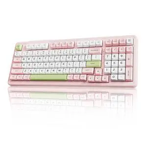 H98 Silent Wireless Bluetooth Mechanical Keyboard, BT5.3/Type-C/2.4G Hot Swappable Gaming Keyboards with RGB Backlit, 8000mAh Battery, Numpad, Pink Creamy Keyboard for Mac/Win/Office, 98 Keys H98 Silent Wireless Bluetooth Mechanical Keyboard, BT5.3/Type-C/2.4G Hot Swappable Gaming Keyboards with RGB Backlit, 8000mAh Battery, Numpad, Pink Creamy Keyboard for Mac/Win/Office, 98 Keys