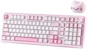 B98 PRO QMK/VIA Wireless Mechanical Gaming Keyboard,96% Layout with Numpad and Cute Cat Knob, BT/2.4G/USB-C,Linear Switch Hot Swap Gasket,RGB for Win/Mac (Pink, Milk V2 Linear Switch) B98 PRO QMK/VIA Wireless Mechanical Gaming Keyboard,96% Layout with Numpad and Cute Cat Knob, BT/2.4G/USB-C,Linear Switch Hot Swap Gasket,RGB for Win/Mac (Pink, Milk V2 Linear Switch)