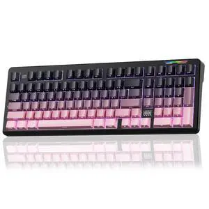 LINGBAO K98 - 96% Wireless Mechanical Keyboard, Tri-Mode BT5.0/2.4GHz/USB-C, Creamy Keyboard with Number Pad, Gasket Hot Swappable Linear Switches RGB Backlit Gaming Keyboards for Win/Mac/PC, (Pink) LINGBAO K98 - 96% Wireless Mechanical Keyboard, Tri-Mode BT5.0/2.4GHz/USB-C, Creamy Keyboard with Number Pad, Gasket Hot Swappable Linear Switches RGB Backlit Gaming Keyboards for Win/Mac/PC, (Pink)