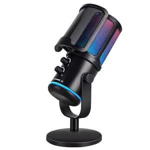 UP-S Condenser Microphone for Gaming PC/PS5 - RGB USB with Noise Cancellation & Tap-to-Mute - Triple-Knob Control Desktop Stand Mic for Streaming, Podcasting YouTube Black UP-S Condenser Microphone for Gaming PC/PS5 - RGB USB with Noise Cancellation & Tap-to-Mute - Triple-Knob Control Desktop Stand Mic for Streaming, Podcasting YouTube Black