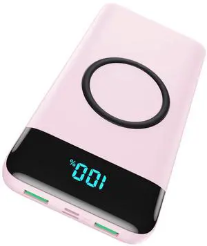 Wireless Portable Charger 30,800mAh 15W Wireless Charging 25W PD QC4.0 Fast Charging Smart LED Display USB-C Power Bank,4 Output& 2 Input External Battery Pack Compatible with iPhone,Samsung etc-Pink Wireless Portable Charger 30,800mAh 15W Wireless Charging 25W PD QC4.0 Fast Charging Smart LED Display USB-C Power Bank,4 Output& 2 Input External Battery Pack Compatible with iPhone,Samsung etc-Pink