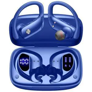 Ear Buds Wireless Earbuds Bluetooth Headphones with 80H Playtime LED Display Case, Over-Ear Hook with Mic, Stereo Sound, Easy Button Controls, Sports Earphones for Running Workout Gym Blue Ear Buds Wireless Earbuds Bluetooth Headphones with 80H Playtime LED Display Case, Over-Ear Hook with Mic, Stereo Sound, Easy Button Controls, Sports Earphones for Running Workout Gym Blue