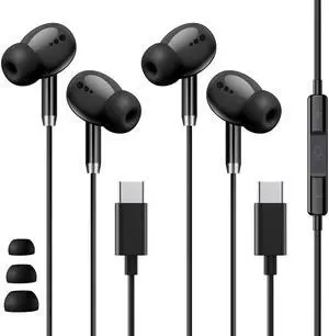 Wired Earbuds USB-C, USB C Headphones for iPhone 17 16 15, Headphones Wired with Microphone & Volume Control, Earphones for iPhone, Android, iPad, Galaxy S25 S24 Ultra, Pixel 9 Black2 Packs Wired Earbuds USB-C, USB C Headphones for iPhone 17 16 15, Headphones Wired with Microphone & Volume Control, Earphones for iPhone, Android, iPad, Galaxy S25 S24 Ultra, Pixel 9 Black2 Packs