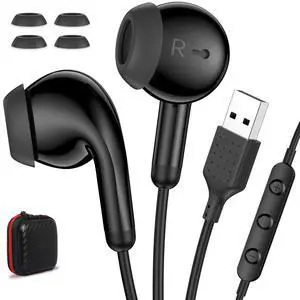 USB Earbuds for PC Laptop Computer with Microphone Wired Headphones 7.5FT USB A Headset with Mic Audio Control Noise Isolating Earphones for Dell for HP Surface Switch Office Zoom Working Black USB Earbuds for PC Laptop Computer with Microphone Wired Headphones 7.5FT USB A Headset with Mic Audio Control Noise Isolating Earphones for Dell for HP Surface Switch Office Zoom Working Black