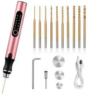 3-Speed Cordless Mini Drill Pen With 10 Small Drill Bits, Rechargeable Electric Hand Drill Pin Vise, Resin Drill Set For Jewelry Making, Resin, Plastic, Wood, Keychains DIY (PINK) 3-Speed Cordless Mini Drill Pen With 10 Small Drill Bits, Rechargeable Electric Hand Drill Pin Vise, Resin Drill Set For Jewelry Making, Resin, Plastic, Wood, Keychains DIY (PINK)