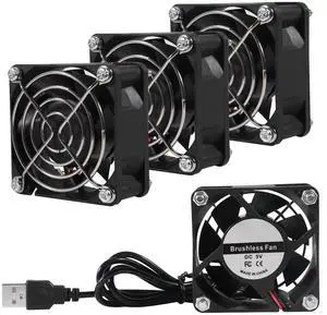 4-Pack Quiet 60mm USB Fan Dual-Ball Bearings,60mm x 60mm x 25mm 5V Brushless DC Cooling Fans for PC Computer Case Cooler Raspberry Pi Radiator Ventilation 4-Pack Quiet 60mm USB Fan Dual-Ball Bearings,60mm x 60mm x 25mm 5V Brushless DC Cooling Fans for PC Computer Case Cooler Raspberry Pi Radiator Ventilation