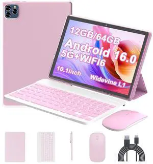 Android 16 Tablet 10 Inch, 12(3+9) GB RAM+64GB ROM, 2 in 1 Tablets with Keyboard Case Mouse Stylus, 2.0GHz Five-core Processor, 1280 * 800 IPS HD Screen, 5G WiFi6 BT 5.3 Tableta PC(Pink) Android 16 Tablet 10 Inch, 12(3+9) GB RAM+64GB ROM, 2 in 1 Tablets with Keyboard Case Mouse Stylus, 2.0GHz Five-core Processor, 1280 * 800 IPS HD Screen, 5G WiFi6 BT 5.3 Tableta PC(Pink)