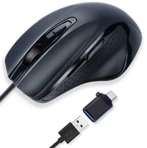 USB-C Wired, Large Size, Ergonomic, Gaming and Office Mouse with 6 Buttons, 4 Level DPI, Page Down/Up Buttons for MacBook Pro, iPad Pro & Laptops, Computer (Black) USB-C Wired, Large Size, Ergonomic, Gaming and Office Mouse with 6 Buttons, 4 Level DPI, Page Down/Up Buttons for MacBook Pro, iPad Pro & Laptops, Computer (Black)