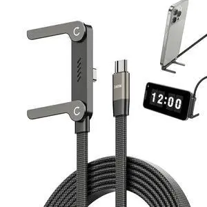 Dakomoda 240W USB C to USB C Ultra Fast Charging Cable with Invisible Stand Flat Phone Charger 90 Degree Right Angle Plug T Shaped Foldable Stand Multi Functional Cord Black 4.9 Ft (1 Pack Dakomoda 240W USB C to USB C Ultra Fast Charging Cable with Invisible Stand Flat Phone Charger 90 Degree Right Angle Plug T Shaped Foldable Stand Multi Functional Cord Black 4.9 Ft (1 Pack