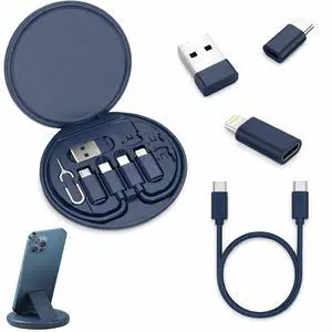 USB Adapter Kit, Multi Cable Box Kit Set USB C Micro USB and Lightning-Compatible Adapters SIM Card Holder Suitable For Travel Office and Car wtih Storage Stand Thin Design,Blue USB Adapter Kit, Multi Cable Box Kit Set USB C Micro USB and Lightning-Compatible Adapters SIM Card Holder Suitable For Travel Office and Car wtih Storage Stand Thin Design,Blue