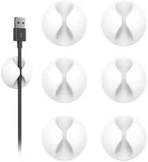 Cable Clips, 6 Pack White Cord Holder Cable Management Wire Organizer for Organizing Desk Nightstand Car Phone Charger Cable Clips, 6 Pack White Cord Holder Cable Management Wire Organizer for Organizing Desk Nightstand Car Phone Charger