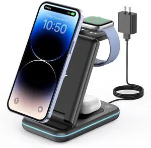 3 in 1 Wireless Charging Station, Foldable Wireless Charger Stand for Multiple Apple Devices for iPhone 17 16-8, Apple Watch Ultra//11/10/9/SE/8/7/6/5, AirPods Pro/4/3/2 3 in 1 Wireless Charging Station, Foldable Wireless Charger Stand for Multiple Apple Devices for iPhone 17 16-8, Apple Watch Ultra//11/10/9/SE/8/7/6/5, AirPods Pro/4/3/2
