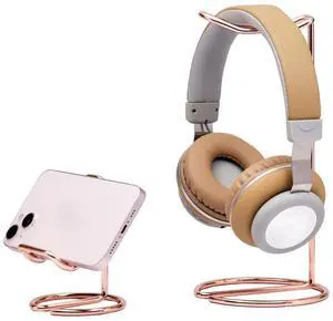 Headphones Stand and Cell Phone Stand Desktop Metal Holder Accessories 2pcs Set (Rose Gold) Headphones Stand and Cell Phone Stand Desktop Metal Holder Accessories 2pcs Set (Rose Gold)