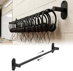 2 Pack Classroom Headphone Holder Wall Mount, Adjustable Metal Headset Hanger 14.4"-25.2", Black Adhesive & Screw Headphone Hook for Classroom, Library, Office and Bedroom 2 Pack Classroom Headphone Holder Wall Mount, Adjustable Metal Headset Hanger 14.4"-25.2", Black Adhesive & Screw Headphone Hook for Classroom, Library, Office and Bedroom