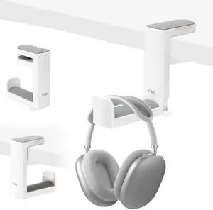 Headphone Stand Holder Under Desk, PC Gaming Headset Hook Hanger Mount with 360 Adjustable Rotating Arm Clamp & Built in Cable Clip - White Headphone Stand Holder Under Desk, PC Gaming Headset Hook Hanger Mount with 360 Adjustable Rotating Arm Clamp & Built in Cable Clip - White