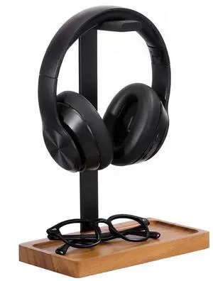 Wood Headphone Stand, Walnut Headset Stand for Desk, Universal Headphone Holder with Storage Base for Gaming, Music Headsets(Light Brown) Wood Headphone Stand, Walnut Headset Stand for Desk, Universal Headphone Holder with Storage Base for Gaming, Music Headsets(Light Brown)