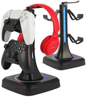 Controller Headset Stand with 10 Color Light Modes - RGB Headphone Holder for PS5, Xbox, Switch - Gaming Room Decor, Desk Organizer for Gamers Controller Headset Stand with 10 Color Light Modes - RGB Headphone Holder for PS5, Xbox, Switch - Gaming Room Decor, Desk Organizer for Gamers