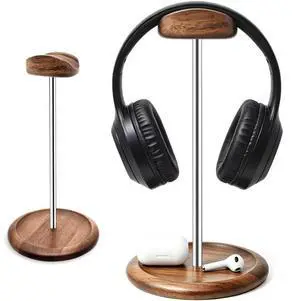 Headset Stand for Desk, Walnut Wood Stainless Steel Universal Wooden Headphone Holder with Storage Base, Gaming Equipment Accessories, Desk Organizer, Gifts for Gamers Men Boyfriend Headset Stand for Desk, Walnut Wood Stainless Steel Universal Wooden Headphone Holder with Storage Base, Gaming Equipment Accessories, Desk Organizer, Gifts for Gamers Men Boyfriend