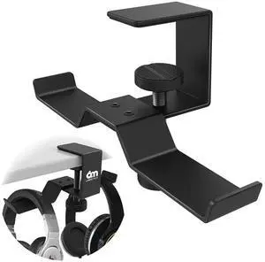 Under Desk Dual Headphone Hanger, Metal Headset Stand Gaming Earphone Holder Universal Clamp on Desk Hanger Hook for All Headsets, Black (Patent) Under Desk Dual Headphone Hanger, Metal Headset Stand Gaming Earphone Holder Universal Clamp on Desk Hanger Hook for All Headsets, Black (Patent)