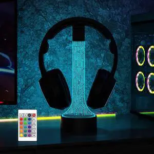 Light up Headphone Stand for Desk, Gaming Headset Holder RGB with 16 Color Lights for Game Room Decor, Cool Gamer Gifts for Men Boyfriend PCB Light up Headphone Stand for Desk, Gaming Headset Holder RGB with 16 Color Lights for Game Room Decor, Cool Gamer Gifts for Men Boyfriend PCB