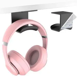 Under Desk Headphone Hook - Adhesive Gaming Headphone Stand Hanger, Table Mount for Most Headphones (Black) Under Desk Headphone Hook - Adhesive Gaming Headphone Stand Hanger, Table Mount for Most Headphones (Black)