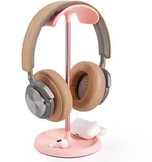 Headphone Stand, Curved Headset Stand with Storage Tray, Heavy Base Gaming Headset Holder for AirPods Max, AirPods Pro, Beats, Bose, Sennheiser, Sony and More (Pink) Headphone Stand, Curved Headset Stand with Storage Tray, Heavy Base Gaming Headset Holder for AirPods Max, AirPods Pro, Beats, Bose, Sennheiser, Sony and More (Pink)