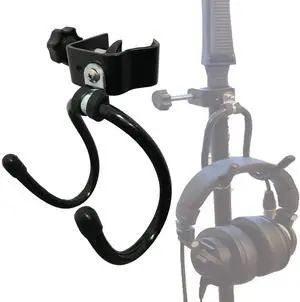Universal Hanger Stand, Black Metal with Rubber Pads, Fits 0.4" to 1.5" Tubing, Suitable for Headphones, Tambourines, Cords, etc. Universal Hanger Stand, Black Metal with Rubber Pads, Fits 0.4" to 1.5" Tubing, Suitable for Headphones, Tambourines, Cords, etc.
