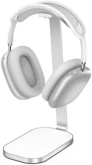 Headphone Stand for AirPods Max, Headset Holder with Aluminum Supporting Rod, Heavy Base Desk Stand Headphones Support Accessory for All Headphones - Silver White Headphone Stand for AirPods Max, Headset Holder with Aluminum Supporting Rod, Heavy Base Desk Stand Headphones Support Accessory for All Headphones - Silver White