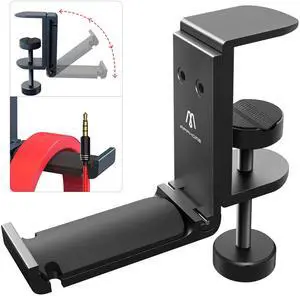 Foldable Headphone Stand Under Desk, Metal Headset Holder Hook for Desk with Cable Organizer, Space-Saving Desk Bag Hook & Backpack Hanger for Gaming Office, Universal Fit, Black Foldable Headphone Stand Under Desk, Metal Headset Holder Hook for Desk with Cable Organizer, Space-Saving Desk Bag Hook & Backpack Hanger for Gaming Office, Universal Fit, Black