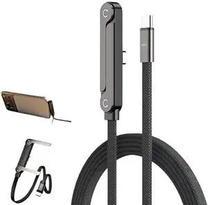 2-in-1 Invisible Stand Charger Cable, USB-C to USB-C with Foldable Stand | 4.9FT Braided 240W Super Fast Charging Cable, Compatible with iPhone & Samsung, Ideal for Gaming, Office & Car Travel 2-in-1 Invisible Stand Charger Cable, USB-C to USB-C with Foldable Stand | 4.9FT Braided 240W Super Fast Charging Cable, Compatible with iPhone & Samsung, Ideal for Gaming, Office & Car Travel